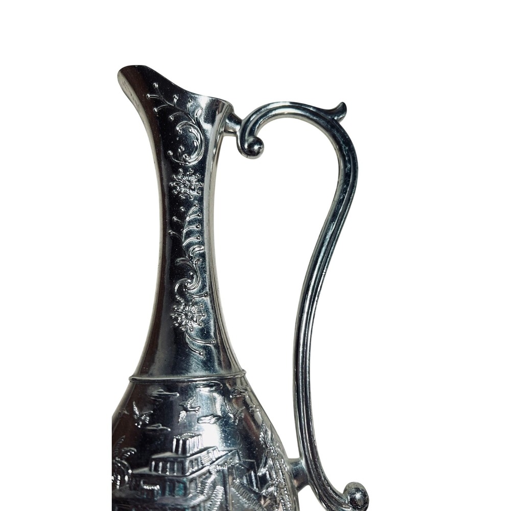 Unbranded Ornate Decorative Pitcher Ewer OS Silver Embossed Floral Scenic Home - Picture 4 of 8